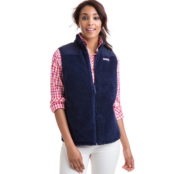 EUC Women’s X-Small Vineyard Vines Blackwatch Reversible Quilted Sherpa Vest - Picture 4 of 16